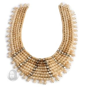 Vintage Baar & Beards Collar Necklace Pearl Rhinestone Bib Top Hit Fashion Japan
